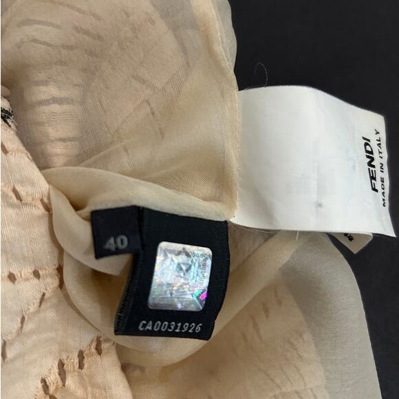 Fendi Sleeveless Cream Ivory Sheath Dress IT40 US4 Lagerfeld Camellia Flower - Picture 6 of 7